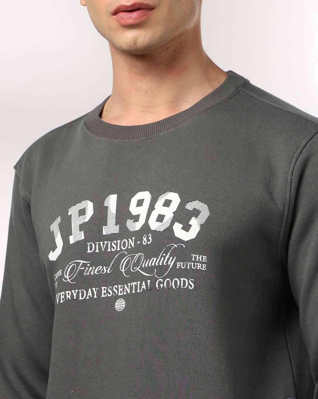 Men Brand Print Slim Fit Crew-Neck Sweatshirt