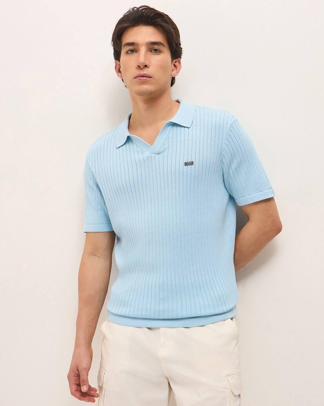 Men Self-design Regular Fit Polo T-shirt
