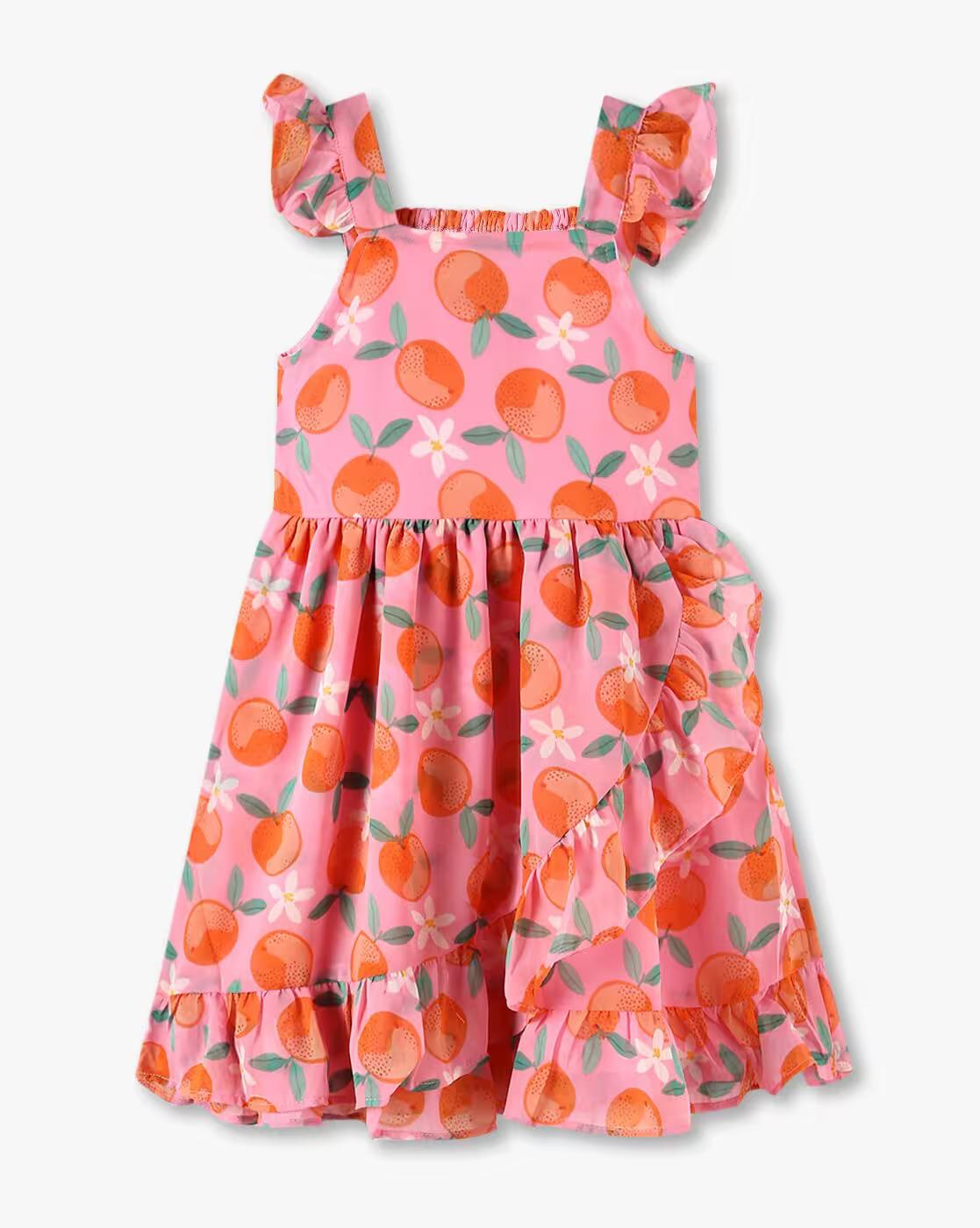 Girls All-Over Print A-Line Ruffled Dress