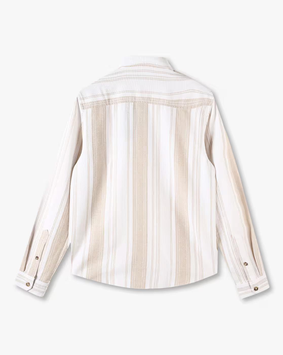 Boys Striped Boxy Fit Shirt with Patch Pockets