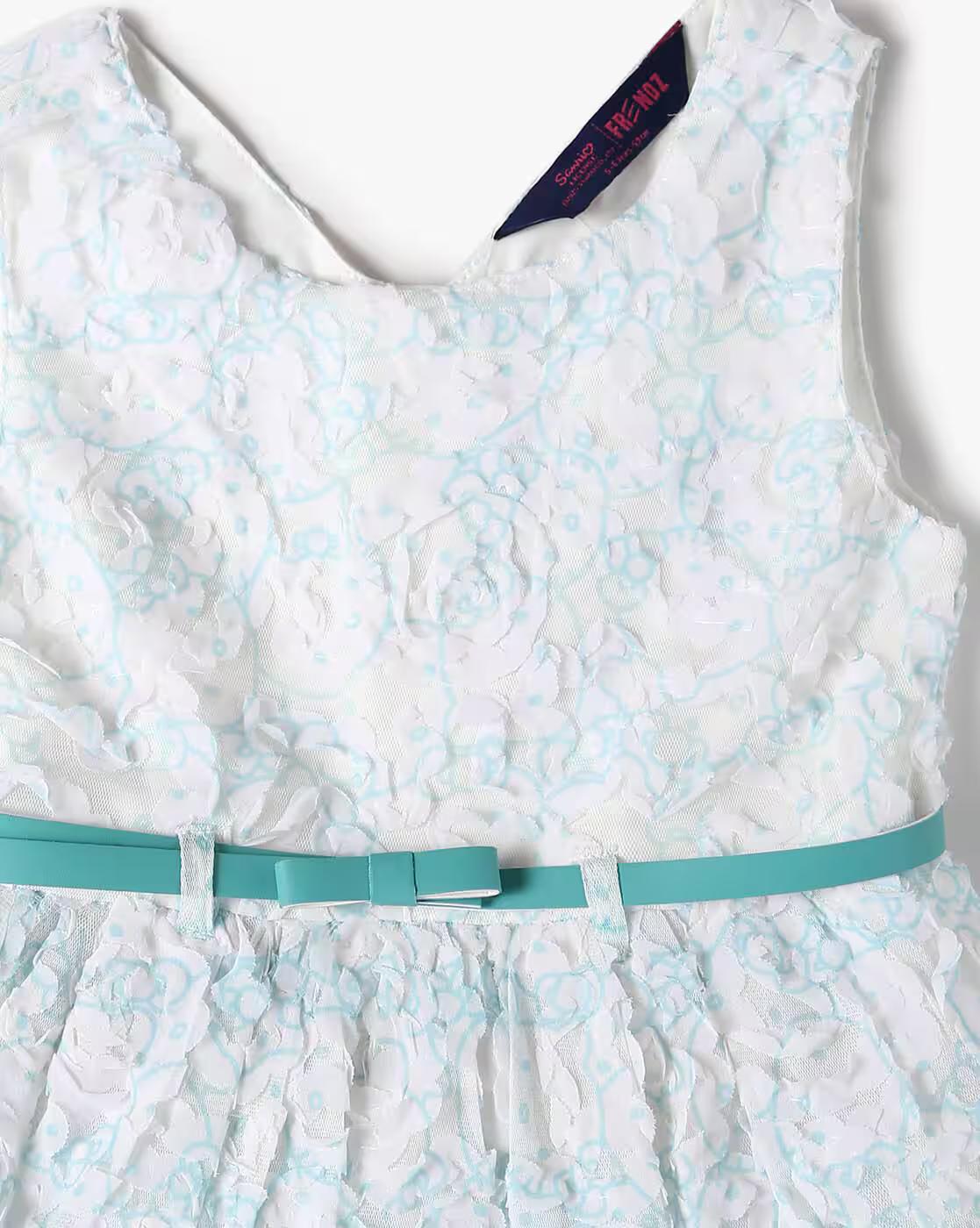 HK print fit n flare dress w, AQUA, 2-3Y