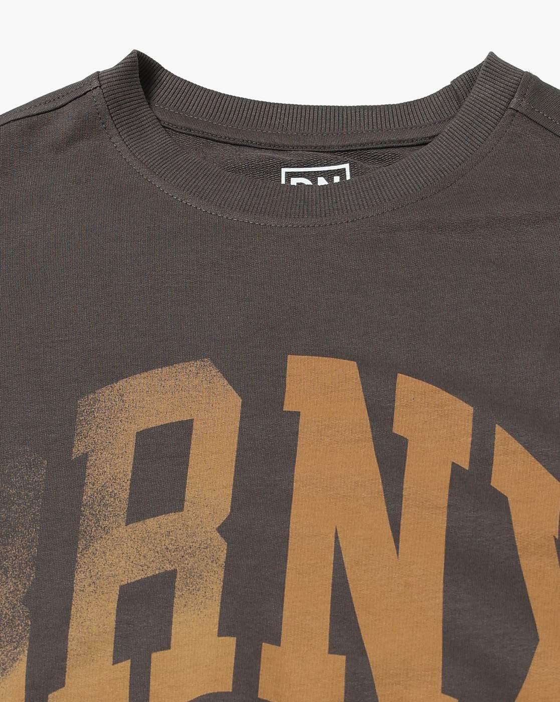 Men Typographic Print Regular Fit Crew-Neck Sweatshirt