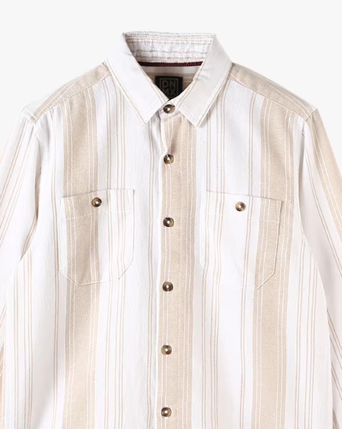 Boys Striped Boxy Fit Shirt with Patch Pockets