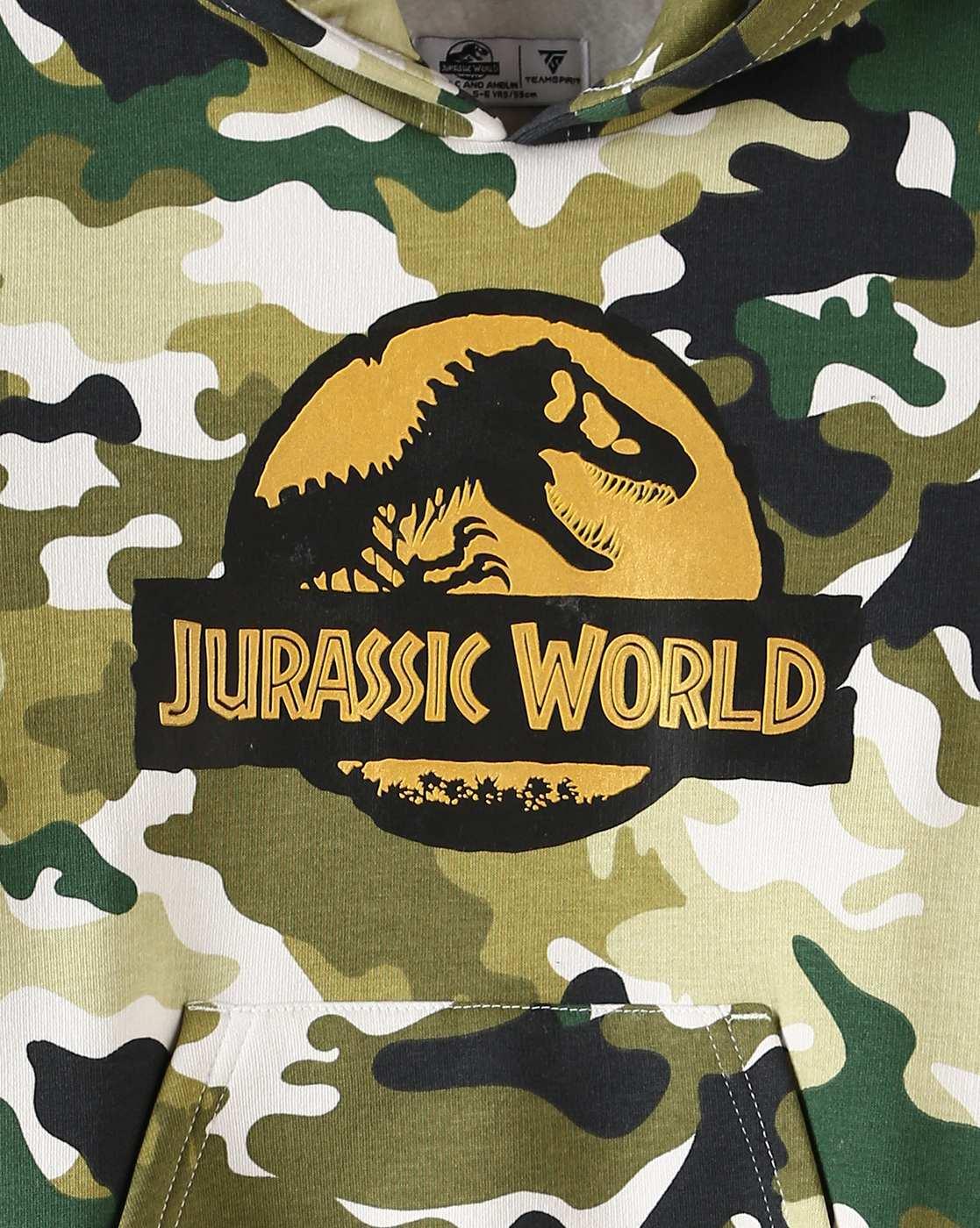 Boys Jurassic World Print Regular Fit Hoodie
