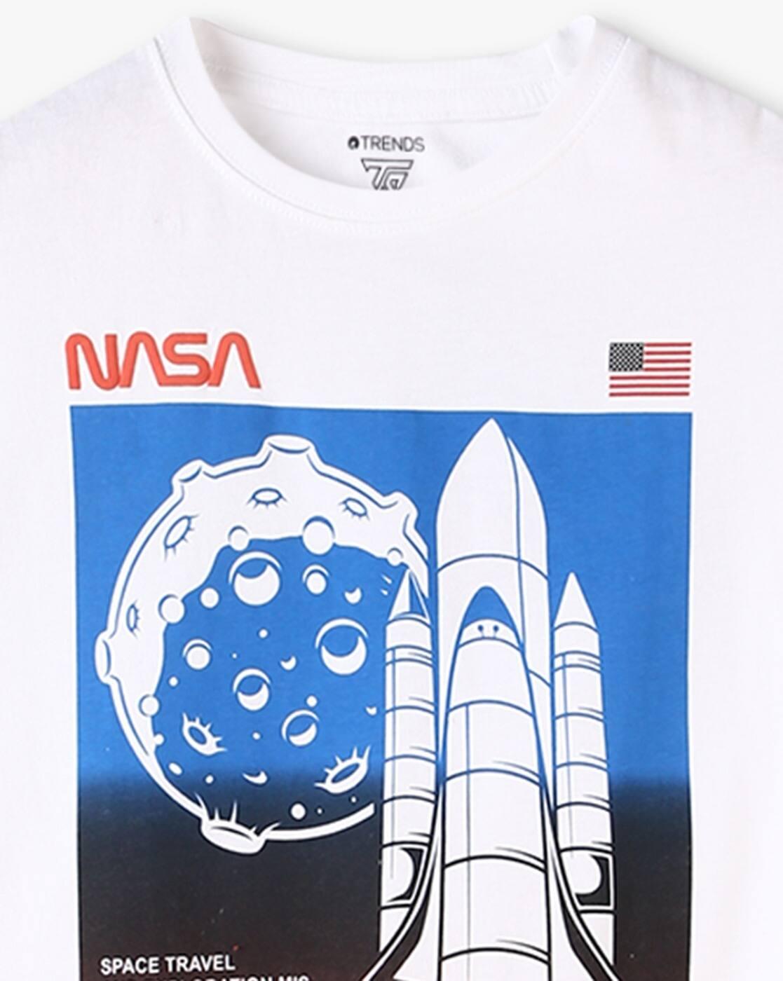 Boys Nasa Print Relaxed Fit Crew-Neck T-Shirt
