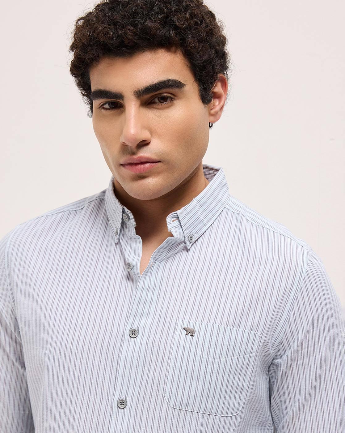 Men Stripes Slim Fit Shirt