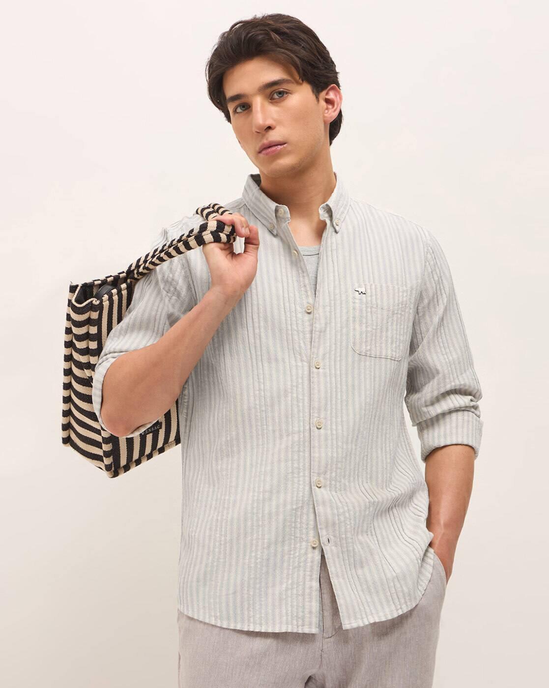 Men Stripes Slim Fit Shirt