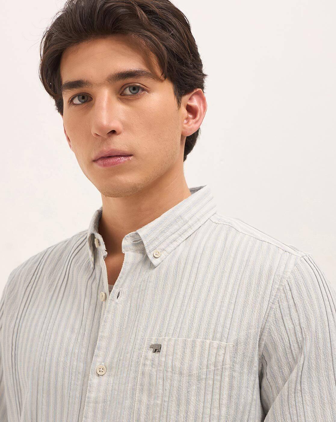 Men Stripes Slim Fit Shirt