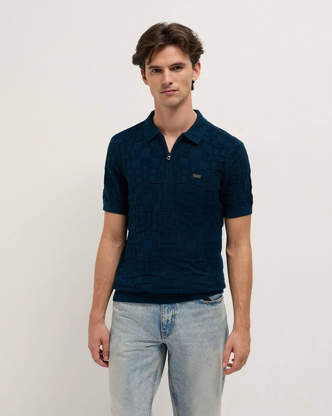 Cotton Slim Fit Polo-Neck T-shirt
