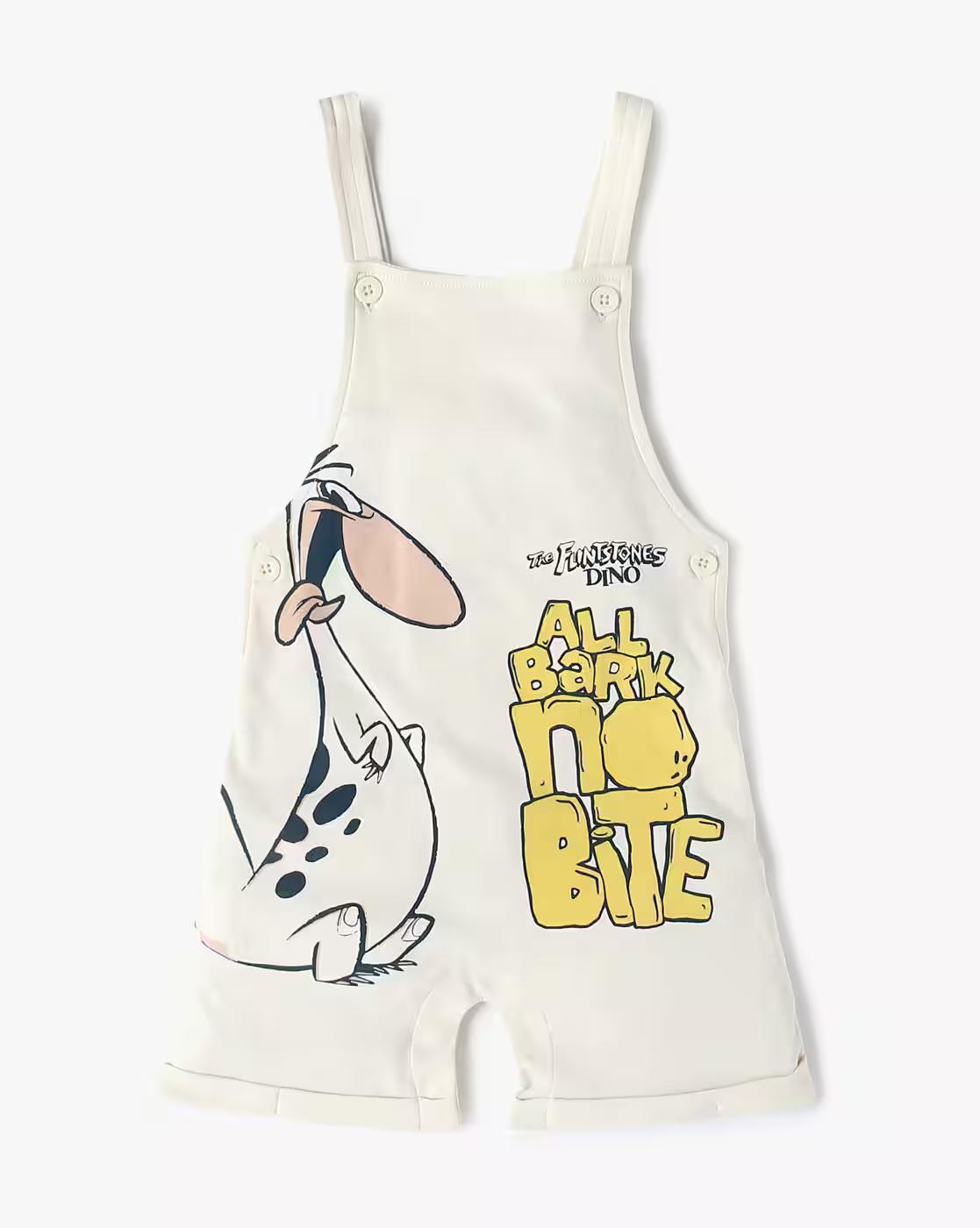 CHAR FLINTSTONE DUNGAREE, CREAM, 0-3M