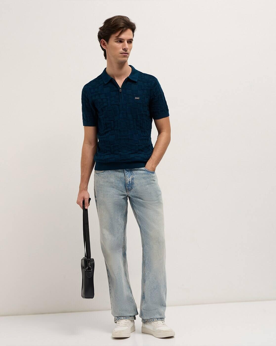 Cotton Slim Fit Polo-Neck T-shirt