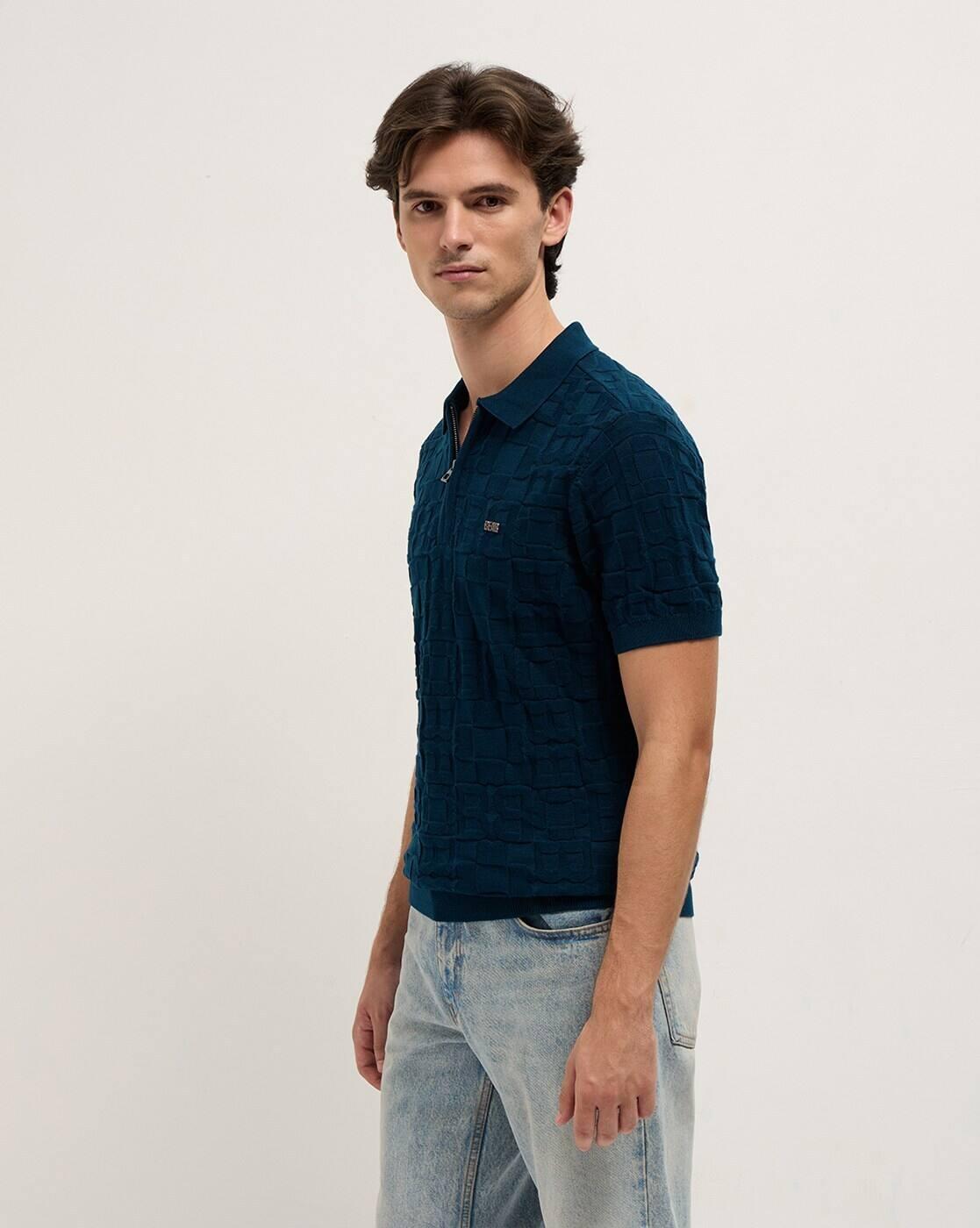 Cotton Slim Fit Polo-Neck T-shirt