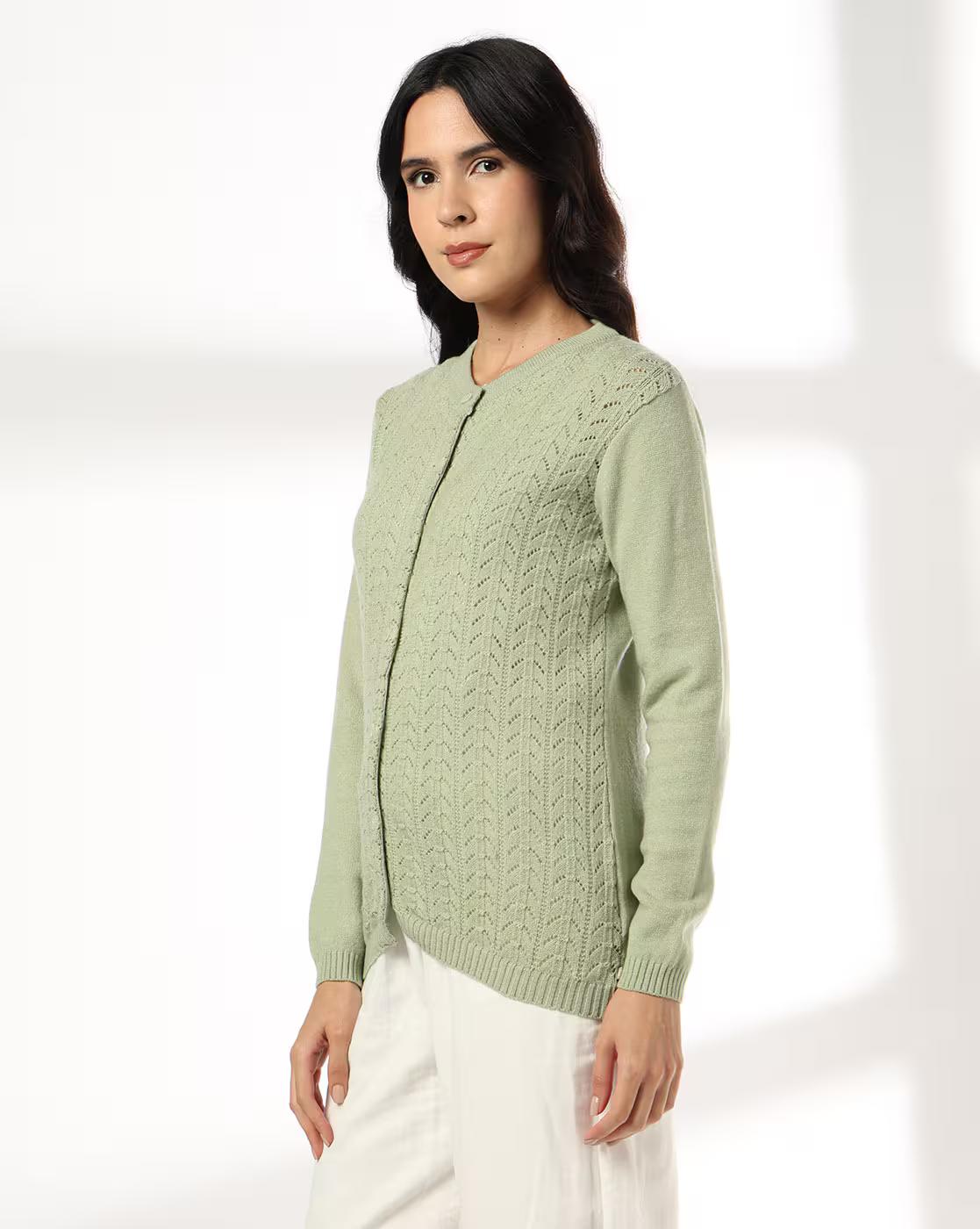 Women Round-Neck Knitted Cardigan