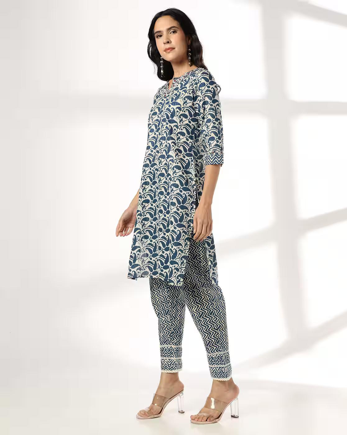 PAISLEY JAAL ZIGZAG BTH NECK, INDIGO, L