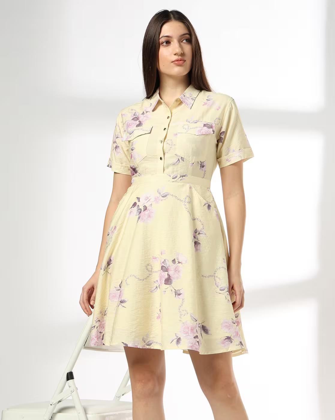 Floral Print Mini Fit & Flare Dress