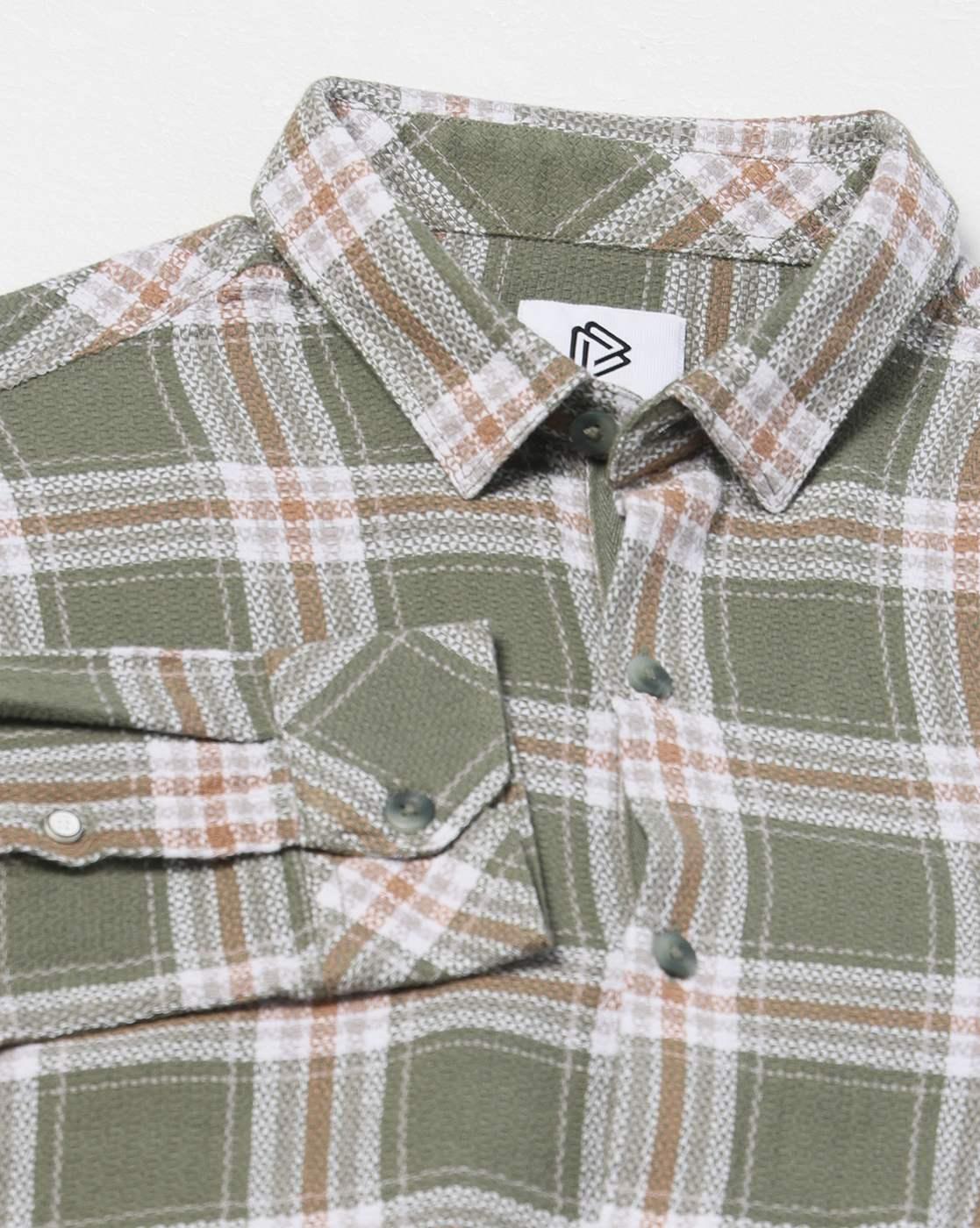 Men Checked Slim Fit Cotton Shirt
