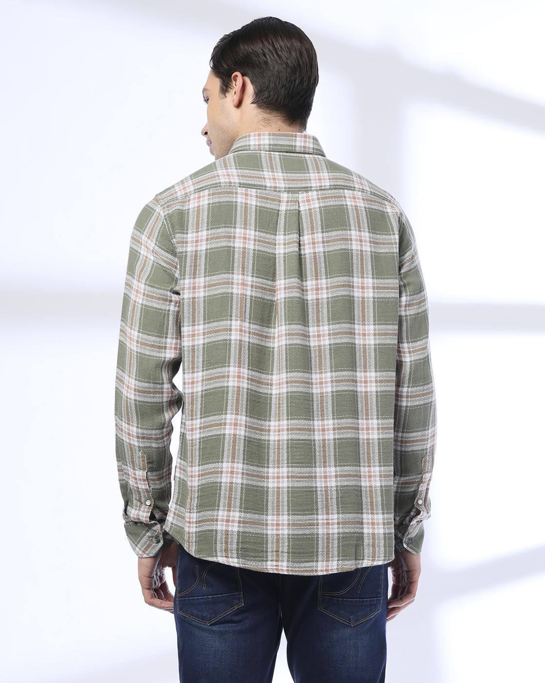 Men Checked Slim Fit Cotton Shirt