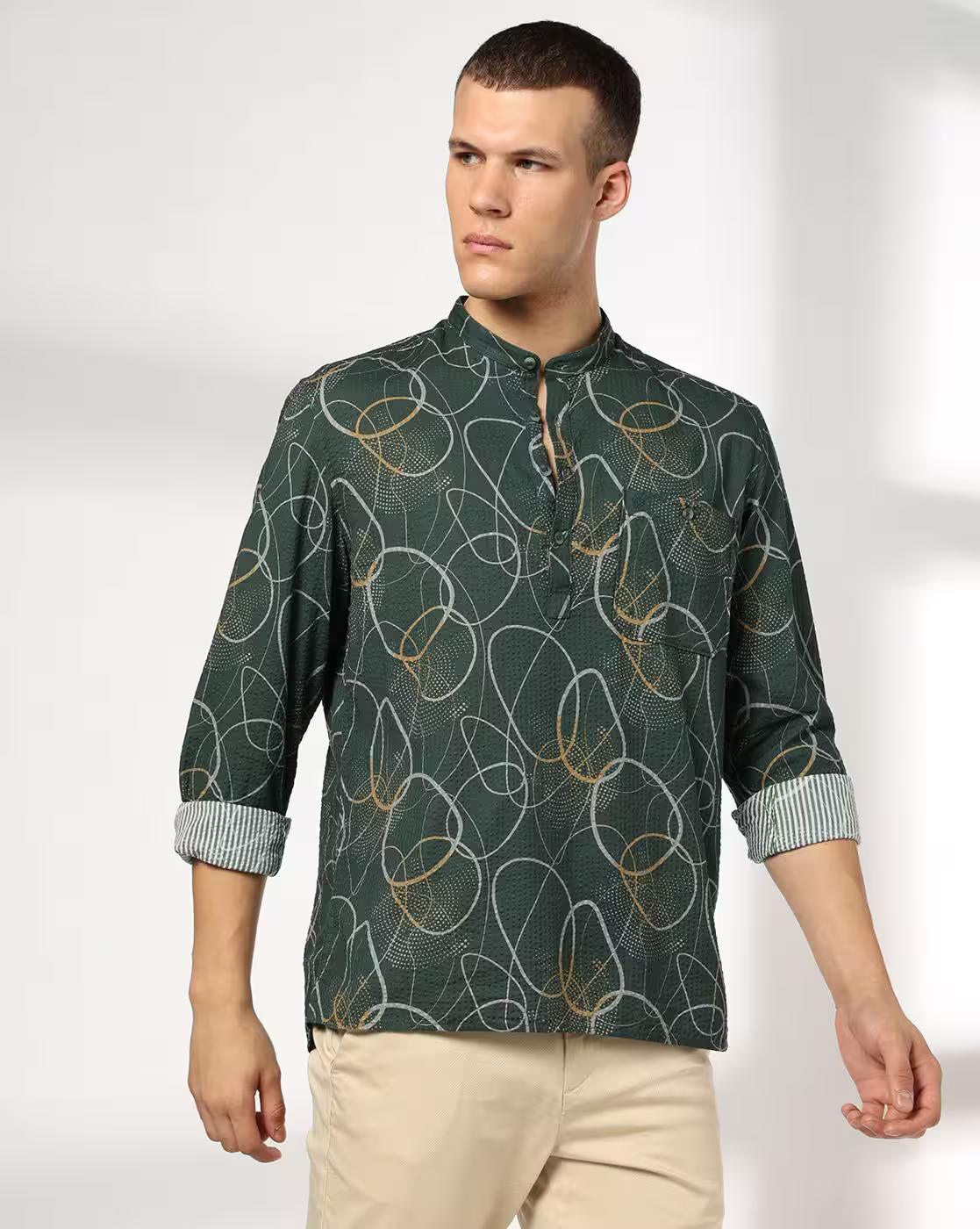 Men All-Over Print Regular Fit Cotton Shirt