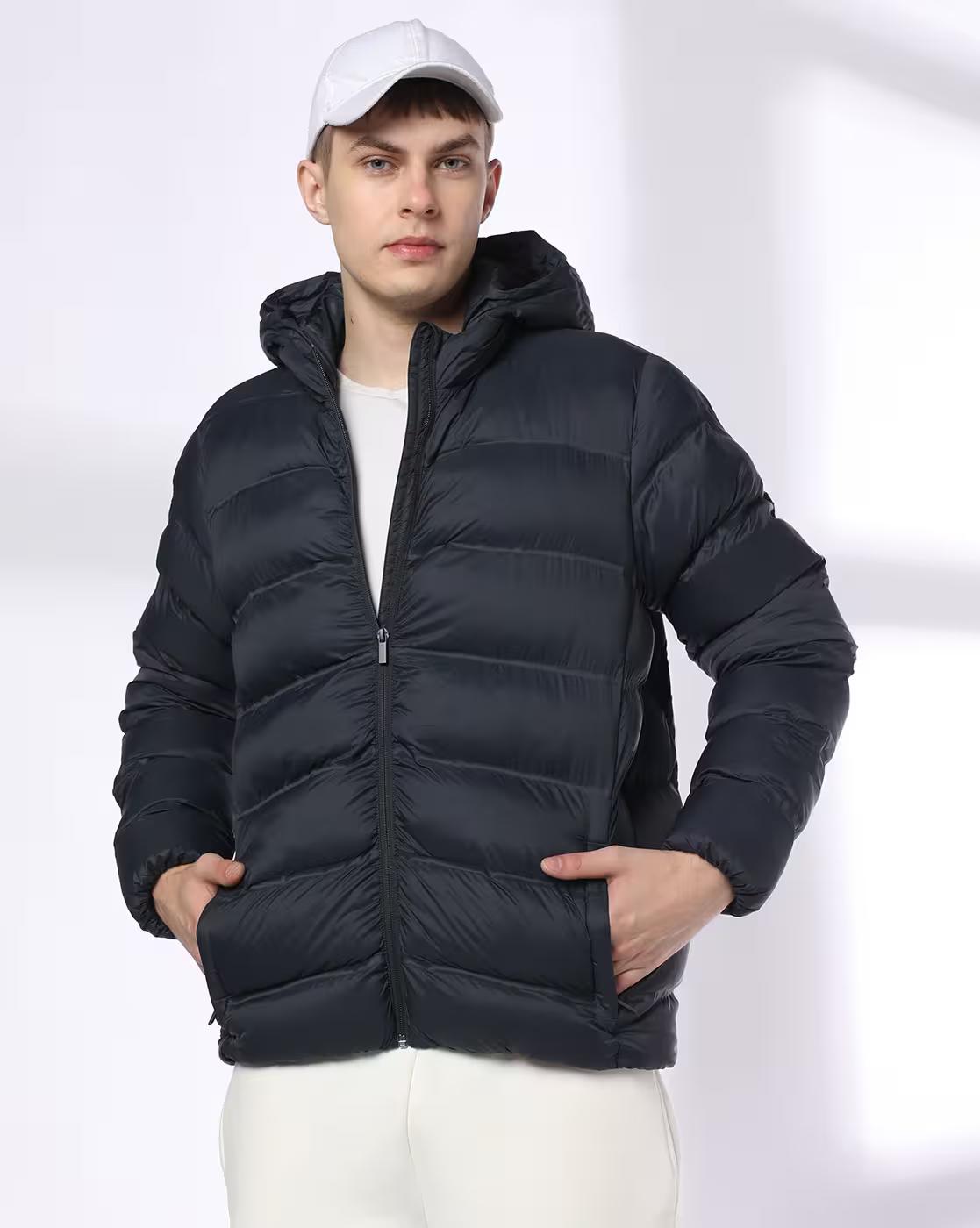 HEAT SEAL QUILTED PUFFER JACKET, NAVY, M