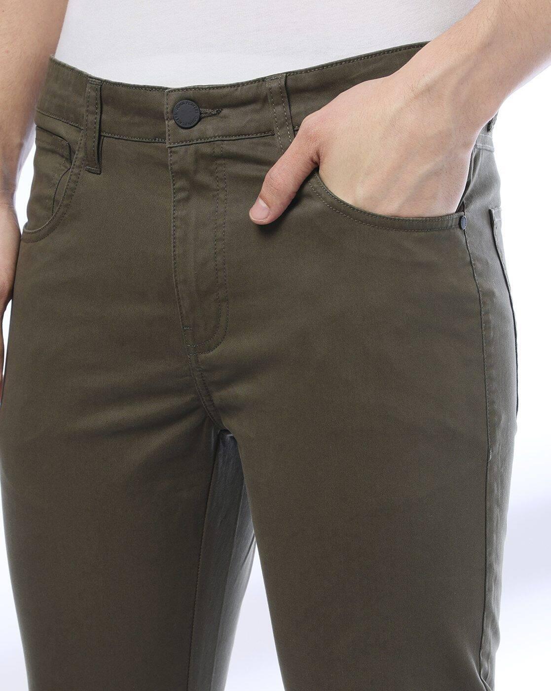 Men Slim Fit Chinos with Insert Pockets