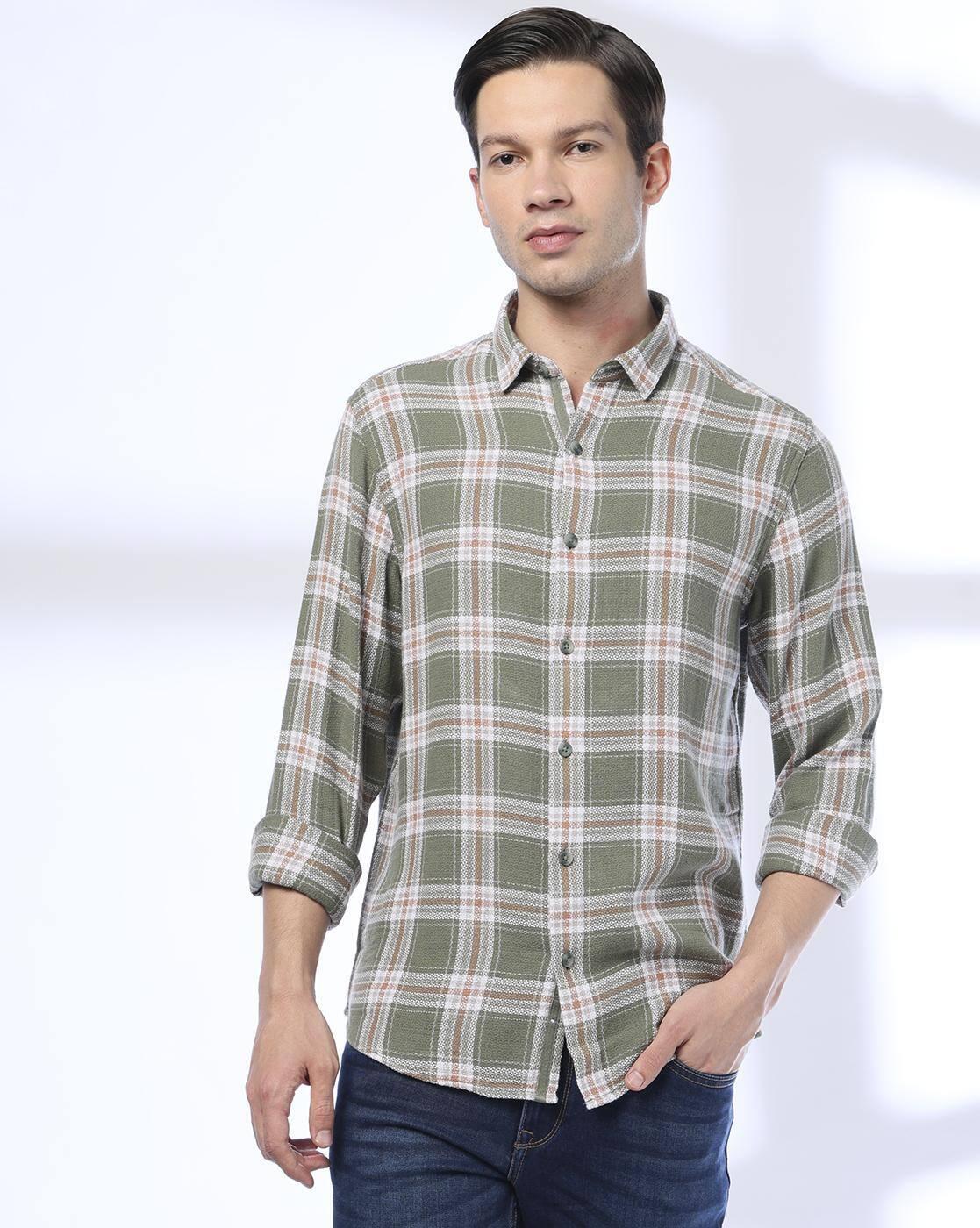 Men Checked Slim Fit Cotton Shirt