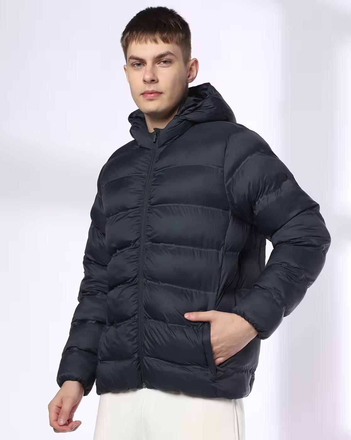 HEAT SEAL QUILTED PUFFER JACKET, NAVY, M
