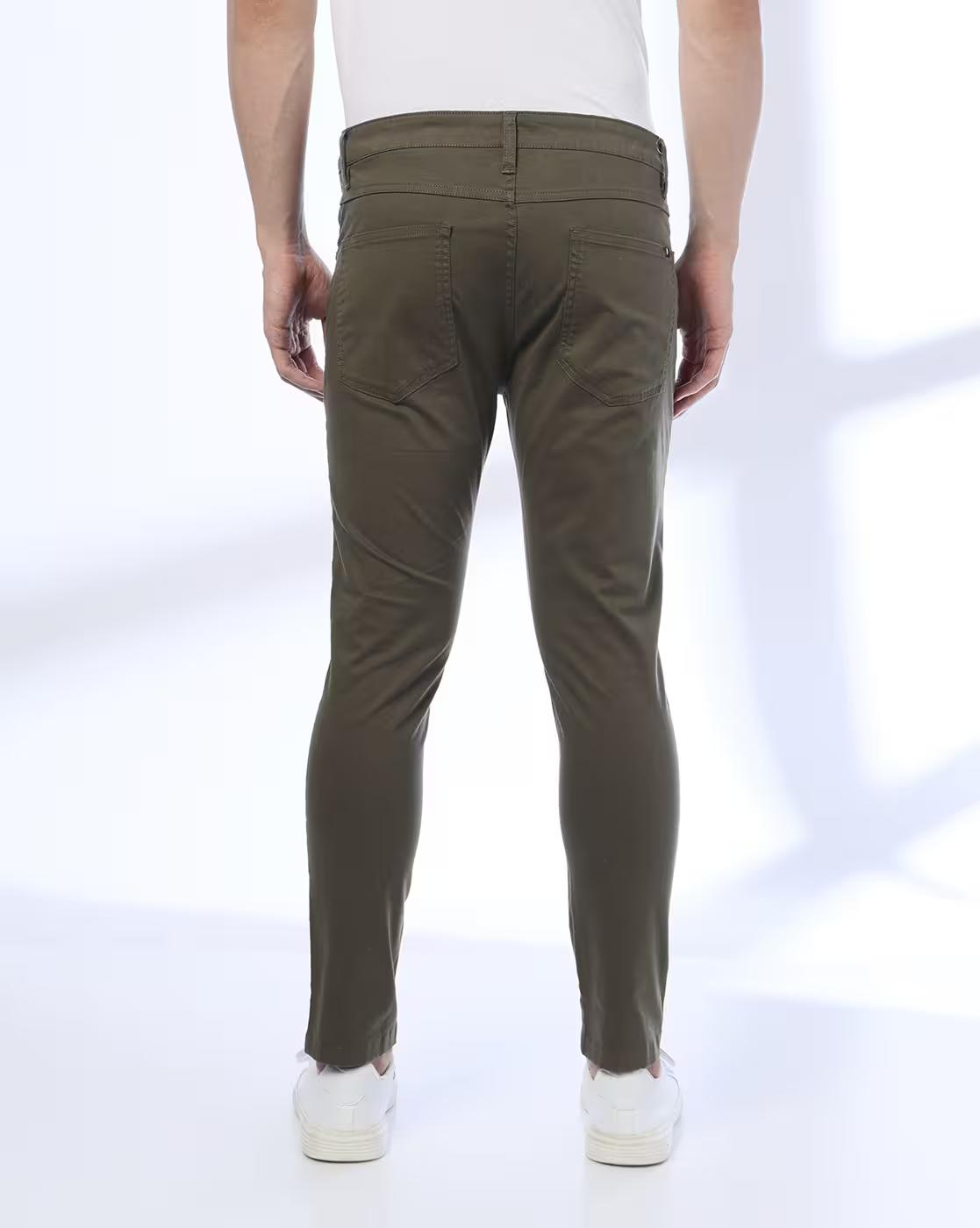 Men Slim Fit Chinos with Insert Pockets