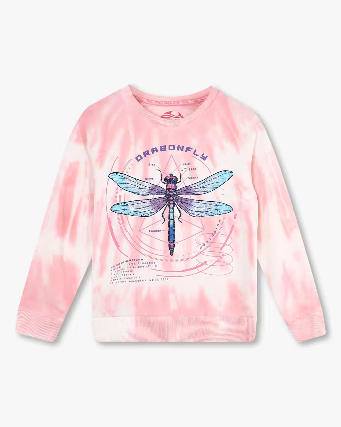Girls Printed Round-Neck Sweatshirt