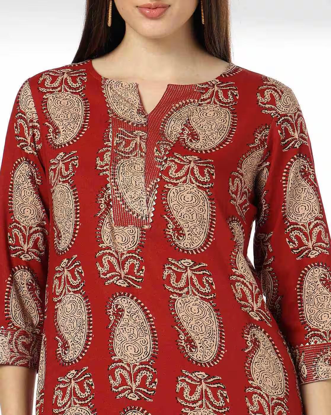 OVERLAP NECK STITCHLINE LACE KU, RUST, M
