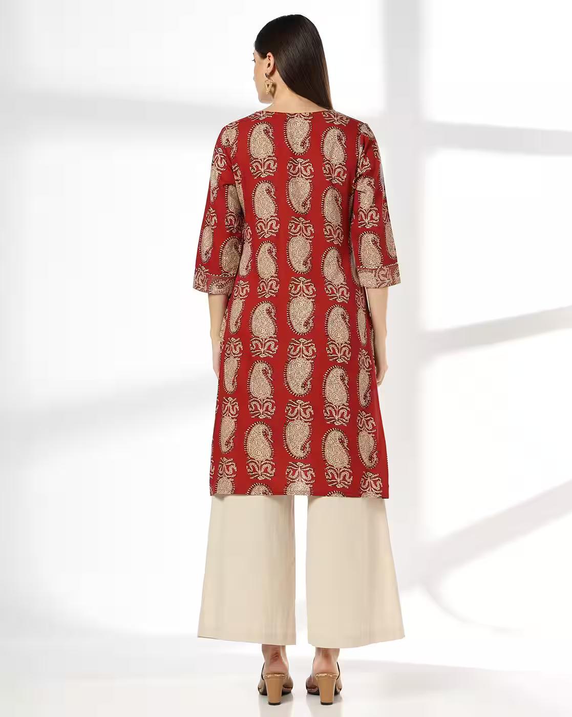 OVERLAP NECK STITCHLINE LACE KU, RUST, M