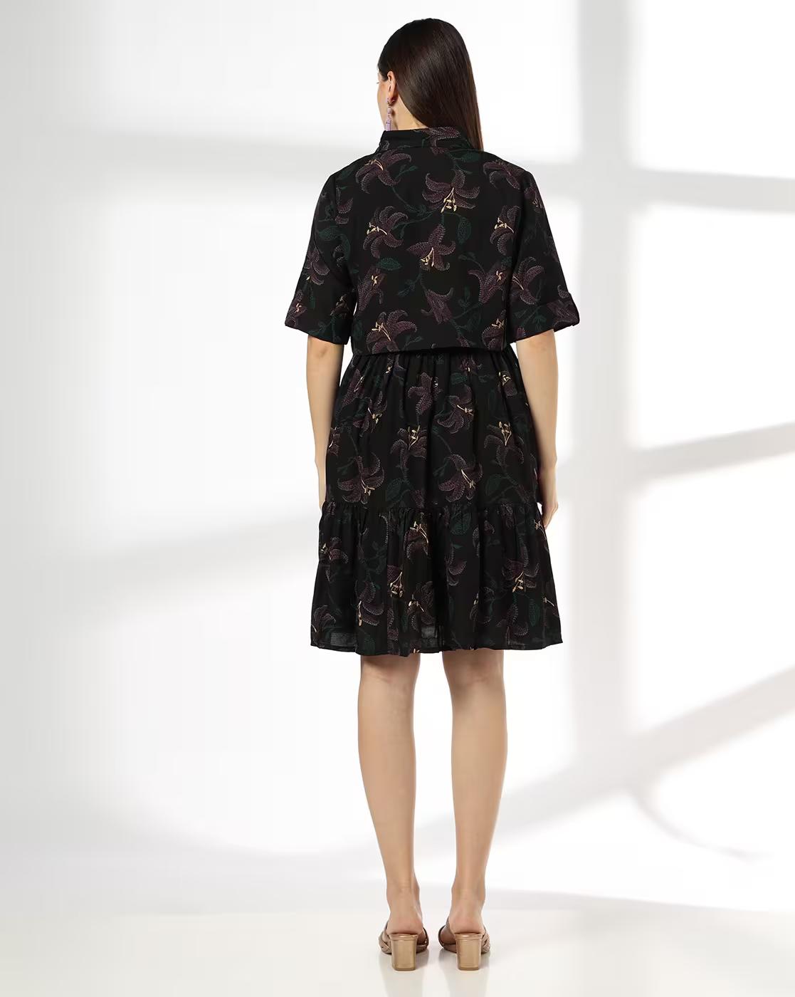 JACKET STRAPPY TIERED DRESS, BLACK, XXL