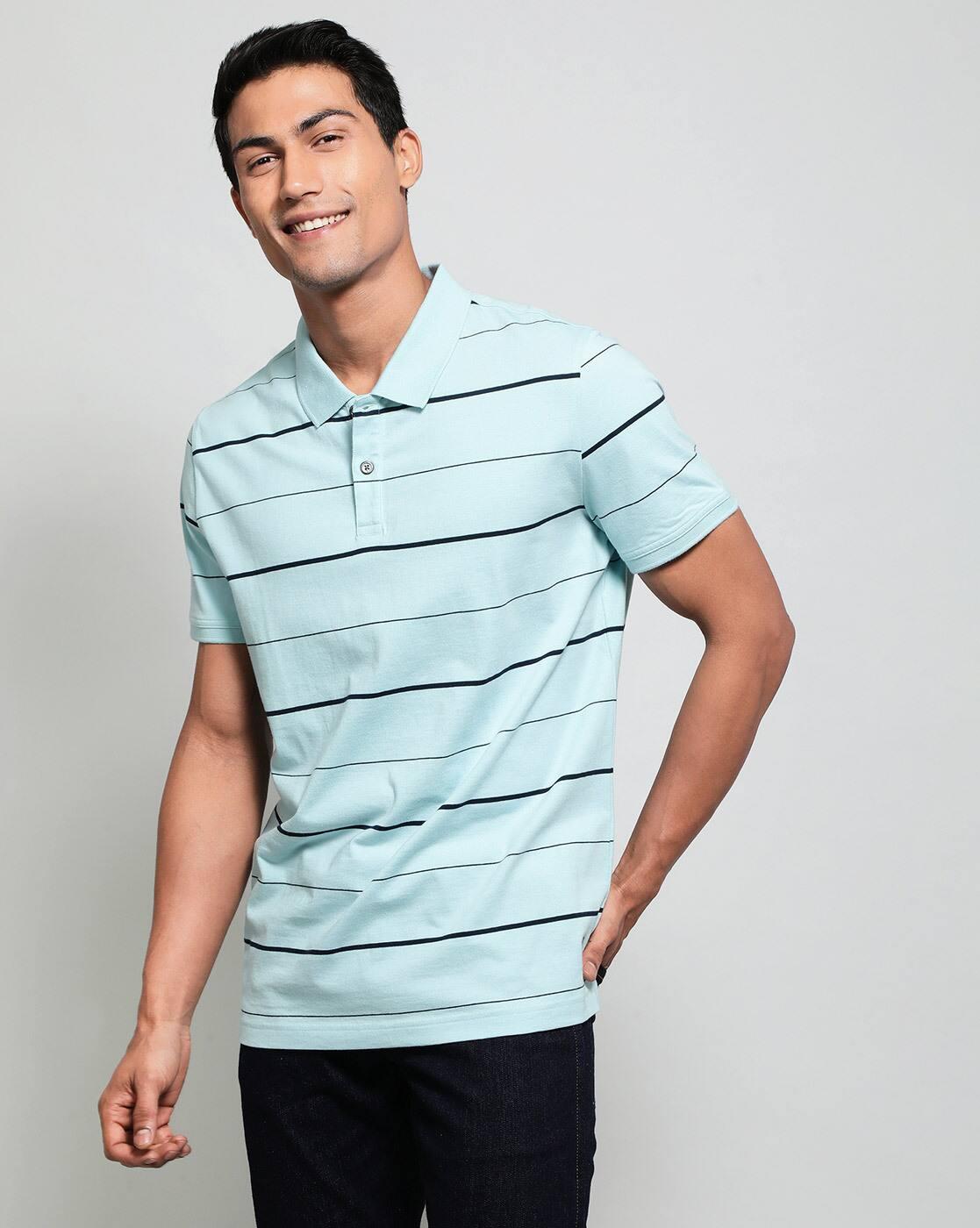 Super Combed Cotton Striped Half Sleeve Polo T-Shirt-UM15