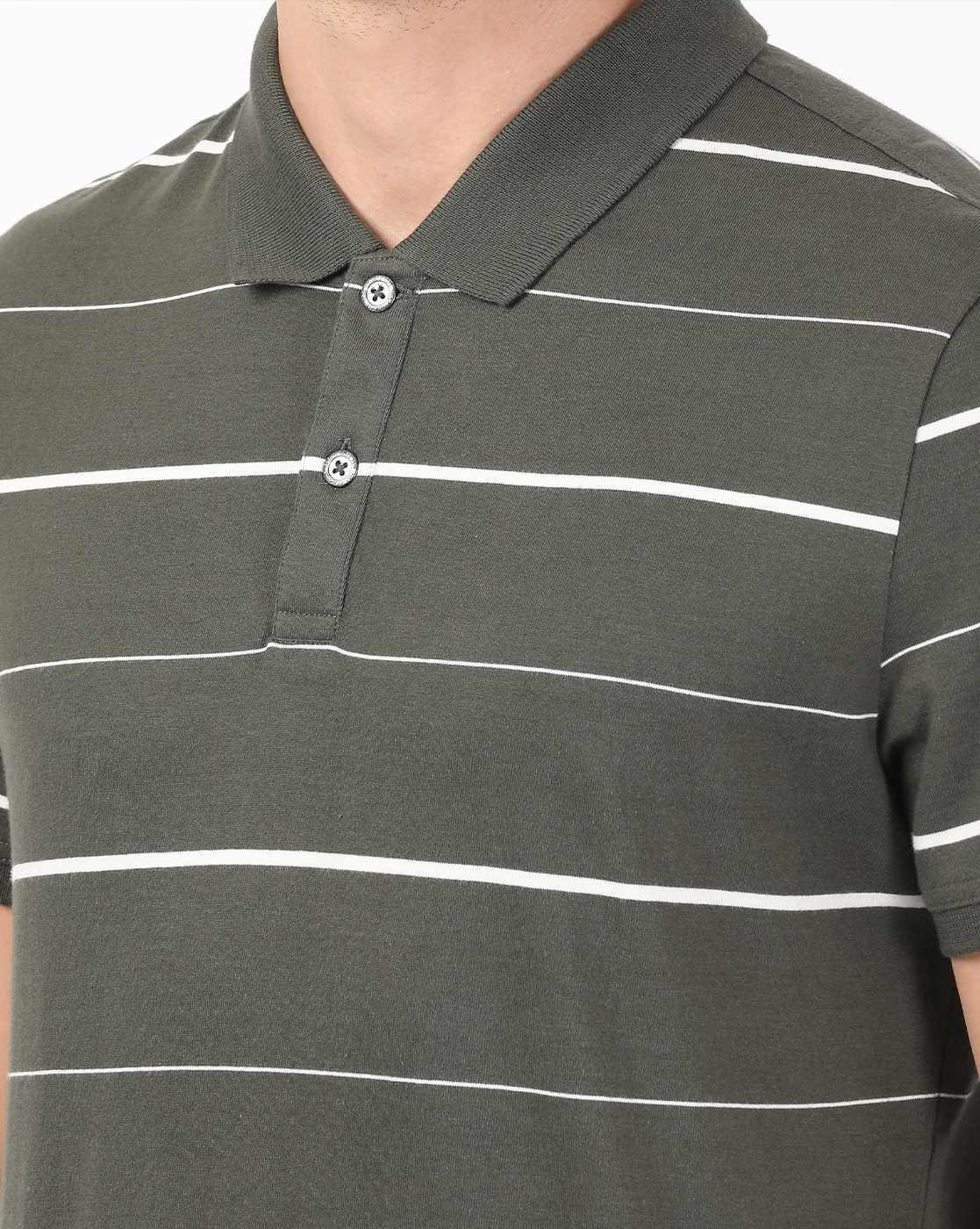 Super Combed Cotton Striped Half Sleeve Polo T-Shirt-UM15