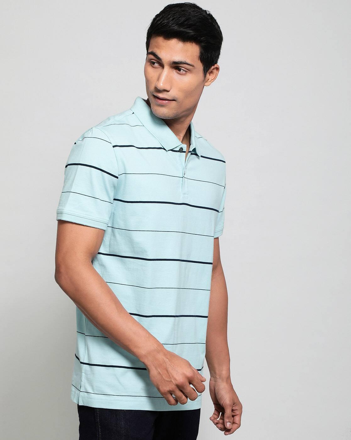 Super Combed Cotton Striped Half Sleeve Polo T-Shirt-UM15
