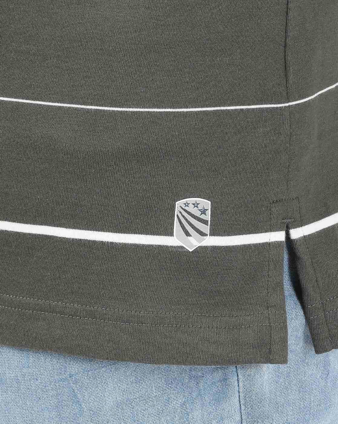 Super Combed Cotton Striped Half Sleeve Polo T-Shirt-UM15
