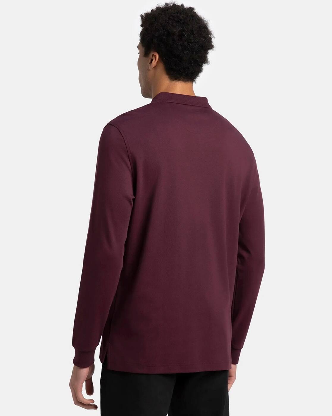 Super Combed Cotton Full Sleeve Polo T-Shirt with Ribbed Cuffs-3914