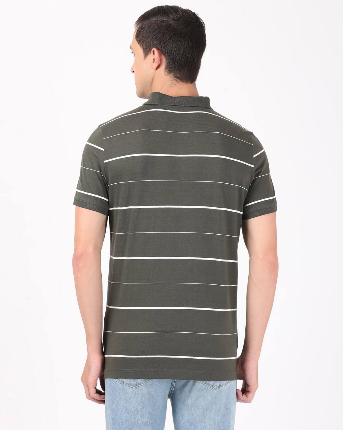 Super Combed Cotton Striped Half Sleeve Polo T-Shirt-UM15