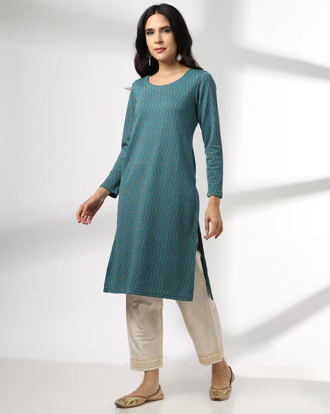 Women Geometric Print Straight Kurta