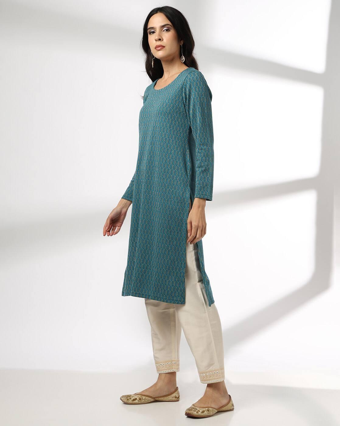 Women Geometric Print Straight Kurta