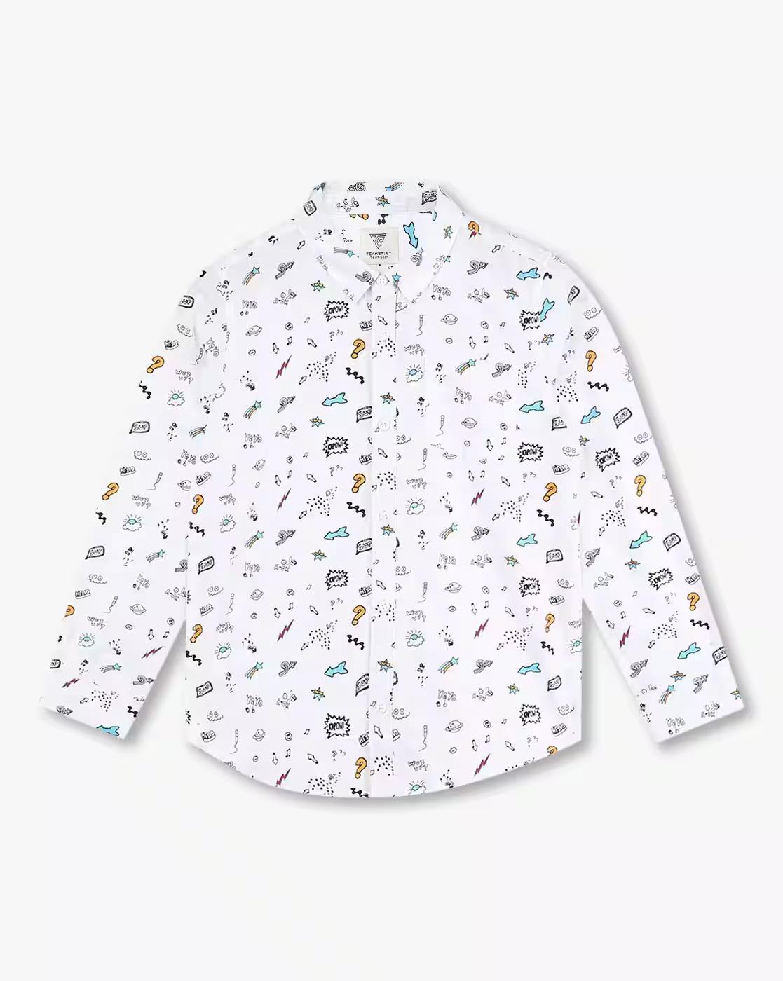 FS AOP SHIRT, WHITE, 3-4Y