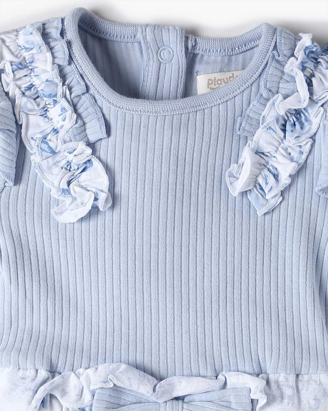 Girls Ribbed Round-Neck Romper