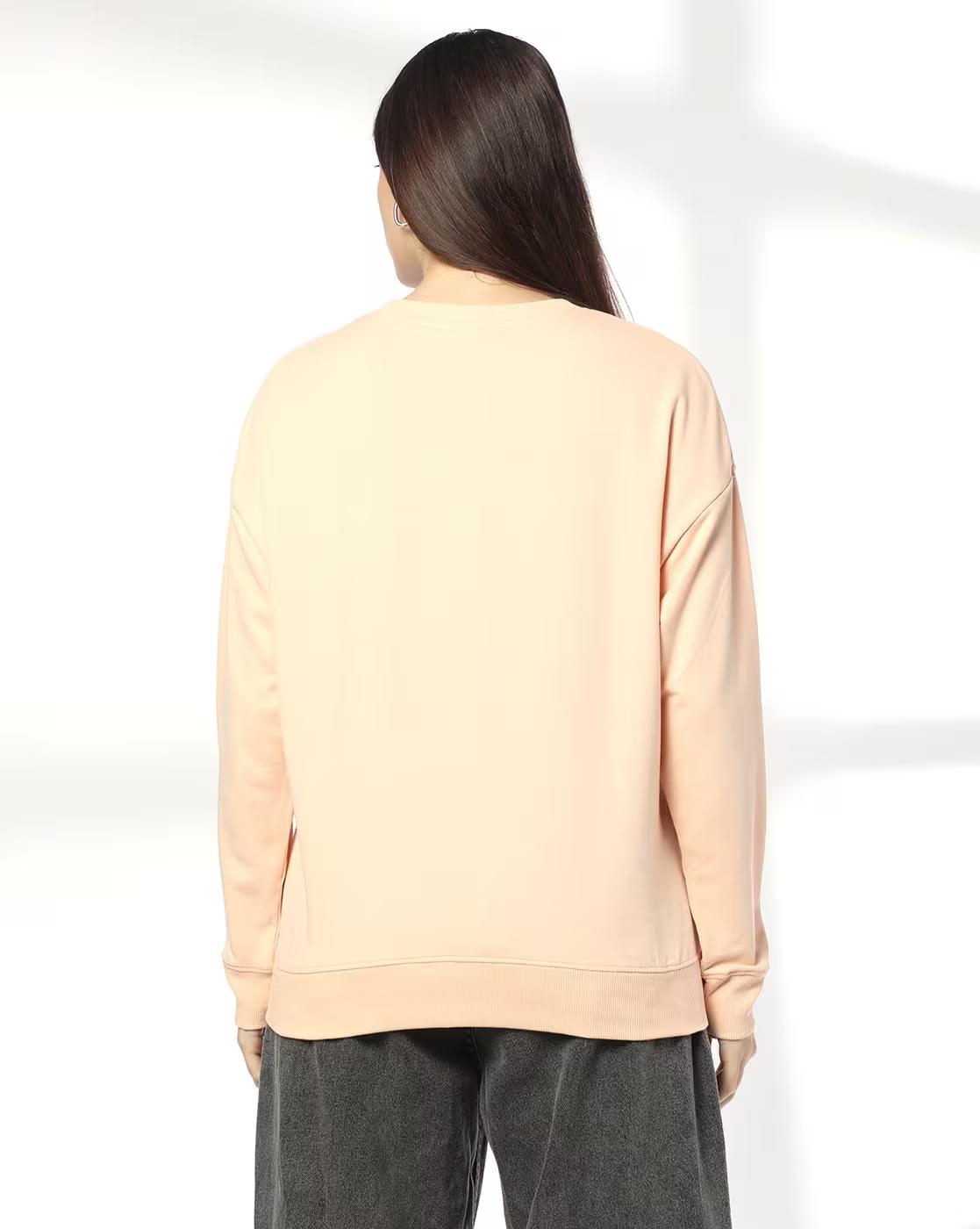 FACE ART DROP SHOULDER SWEATSH, PEACH, M
