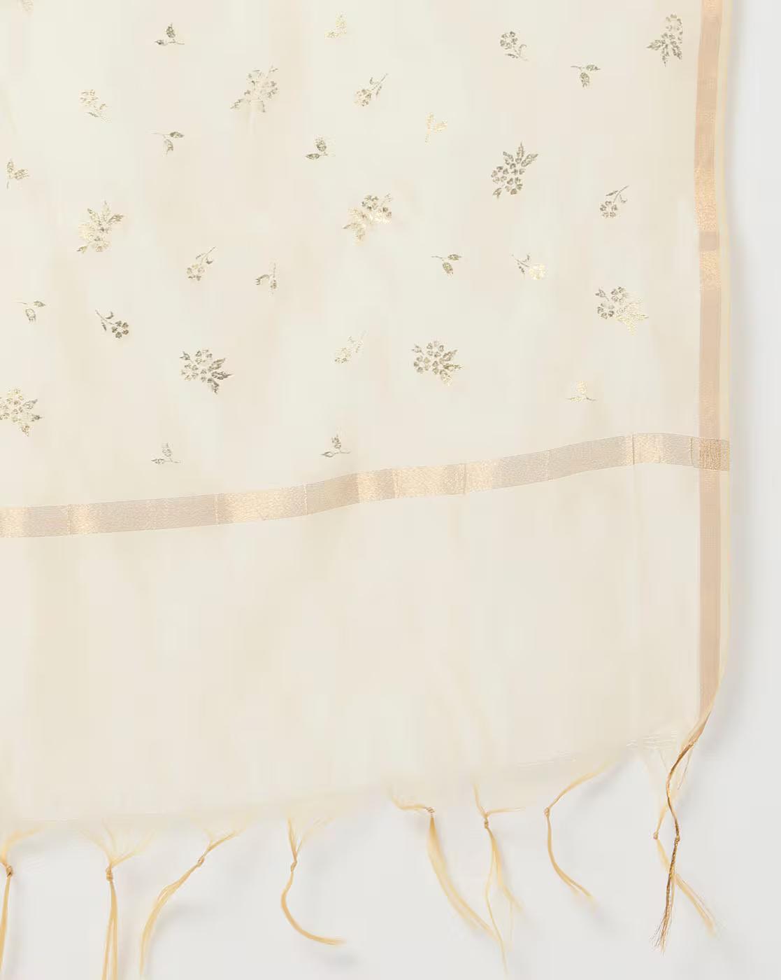 POLY CHANDERI PRINTED DUPATTA, CREAM, FS