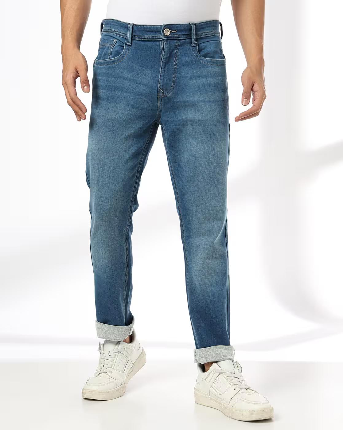 Men Lightly Washed Slim Fit Jeans