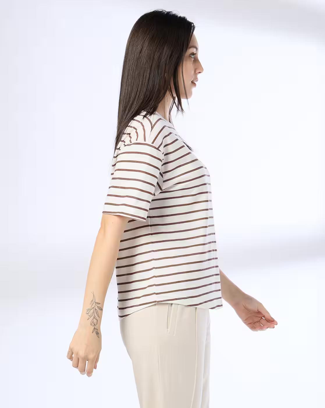 Women Striped Relaxed Fit T-Shirt