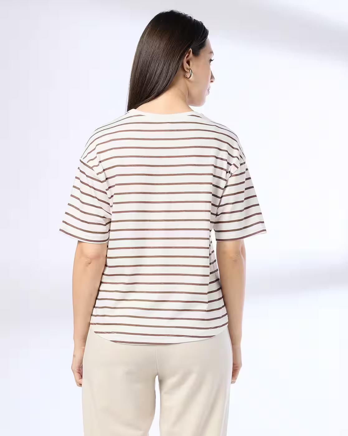 Women Striped Relaxed Fit T-Shirt