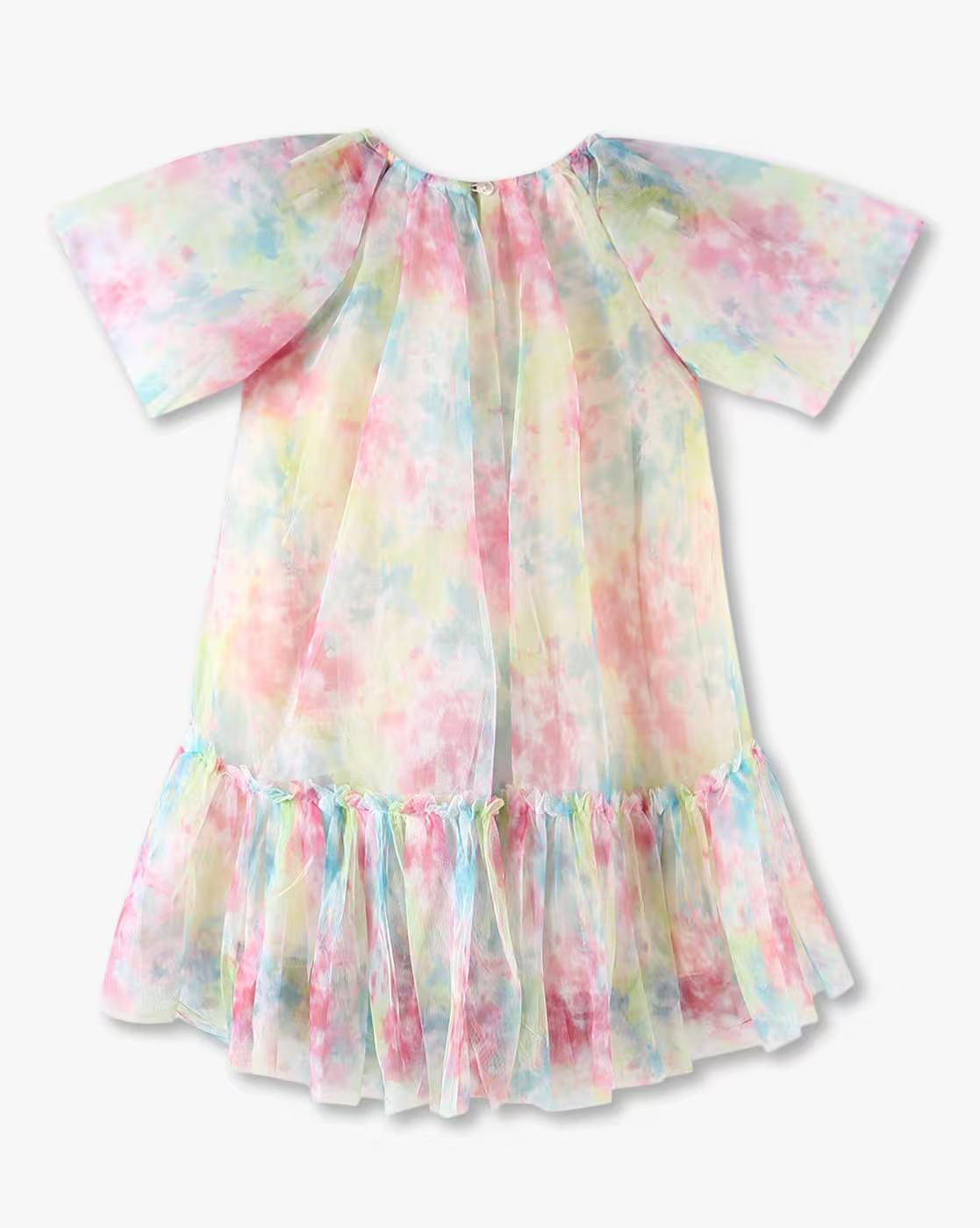Girls Tie & Dye Print Drop-Waist Dress