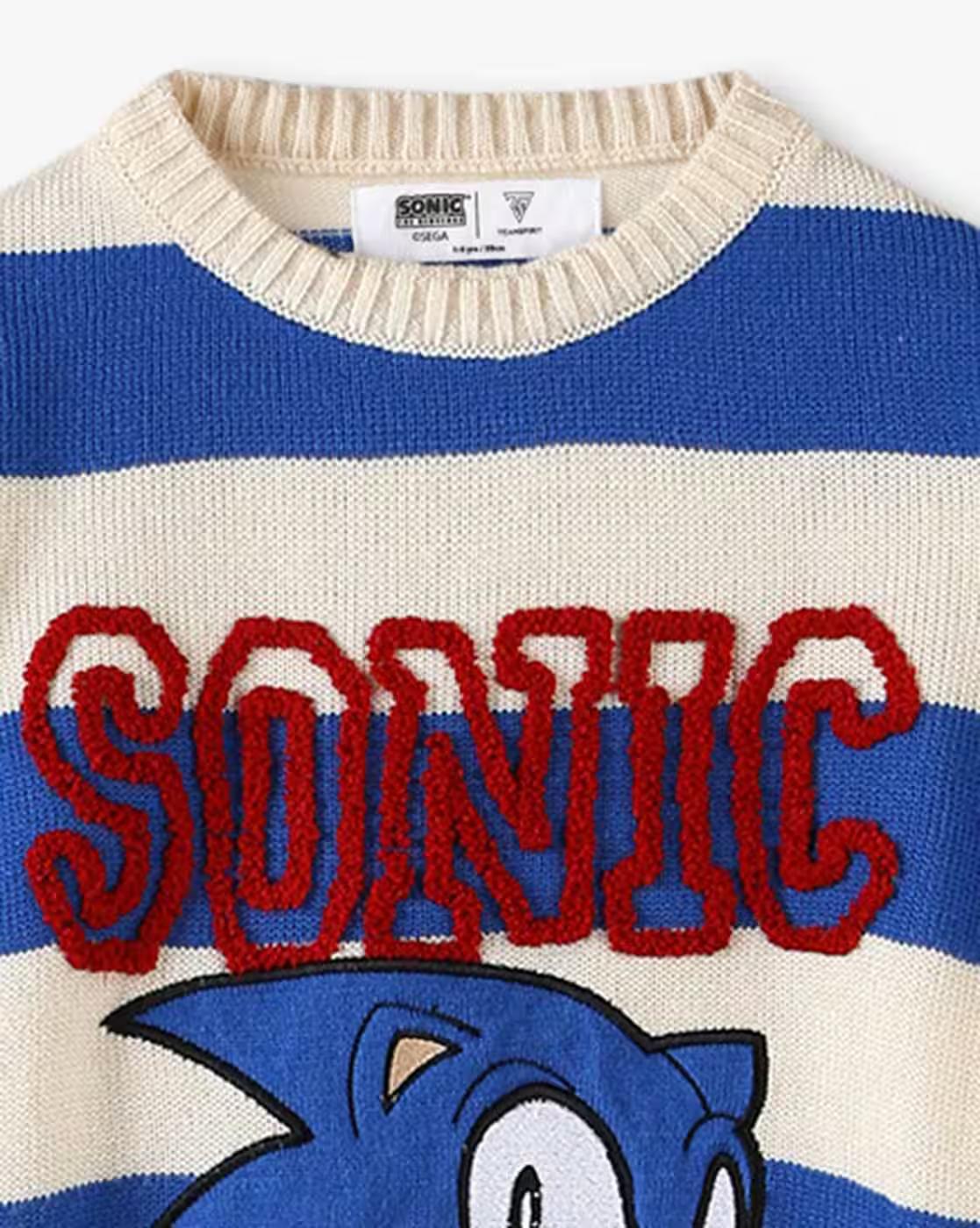 Boys Sonic Print Round-Neck Sweater