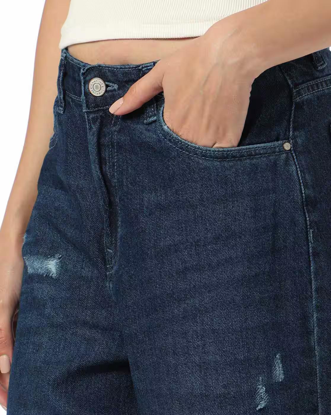 Women Lightly Washed Distressed Relaxed Fit Jeans