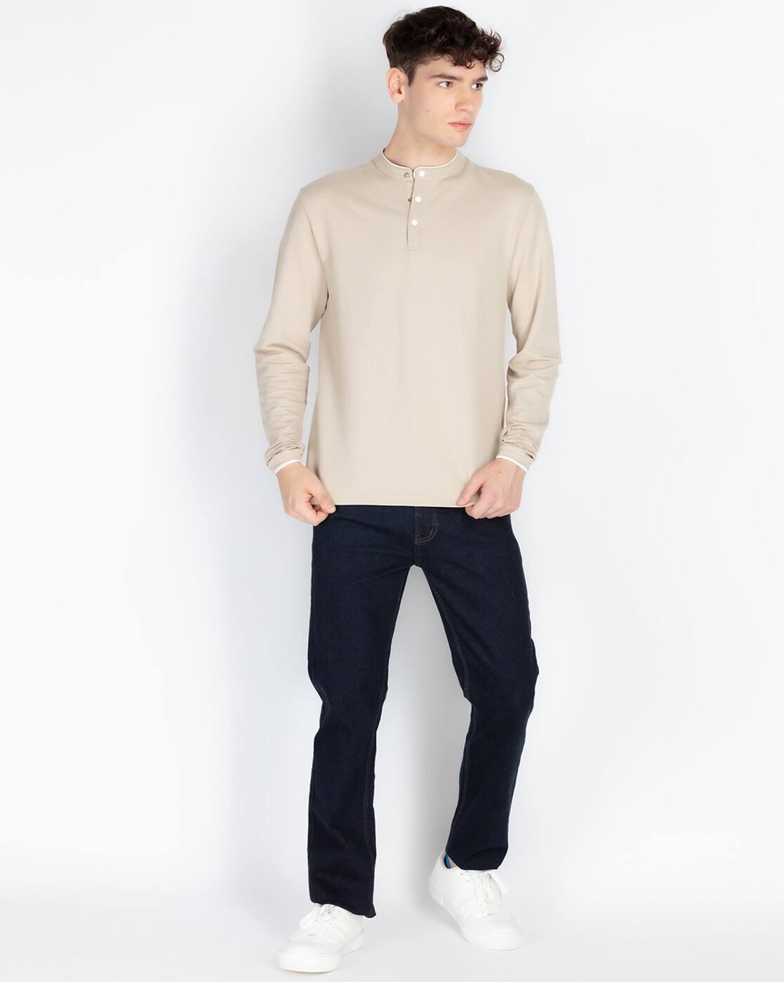 Men Regular Fit Henley T-Shirt